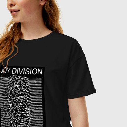Женская футболка хлопок Oversize с принтом Joy Division, фото на моделе #1
