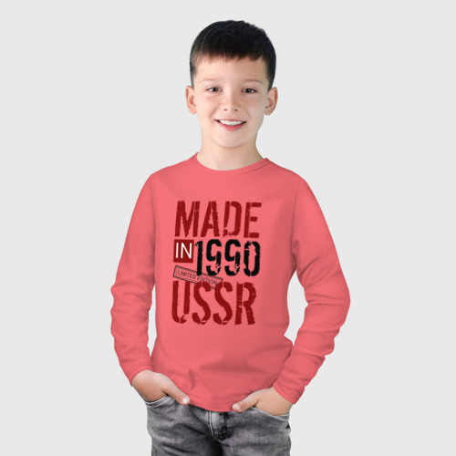 Детский лонгслив хлопок с принтом Made in USSR 1990, фото на моделе #1