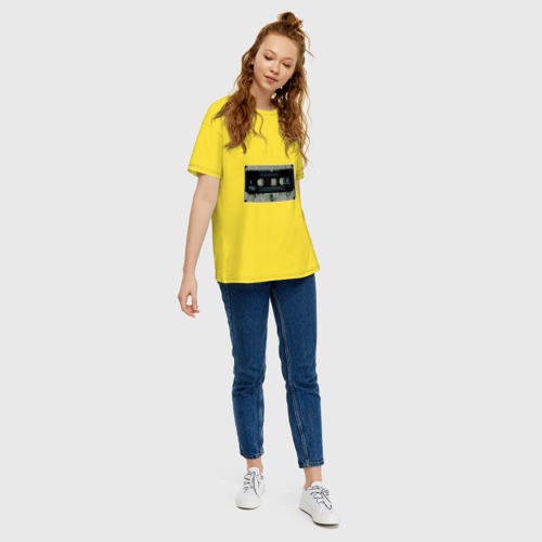Женская футболка хлопок Oversize с принтом Кирпичи, вид сбоку #3