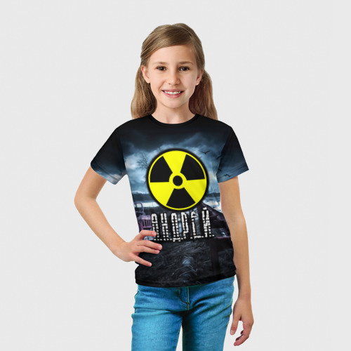 Детская футболка 3D с принтом STALKER - АНДРЕЙ, вид сбоку #3