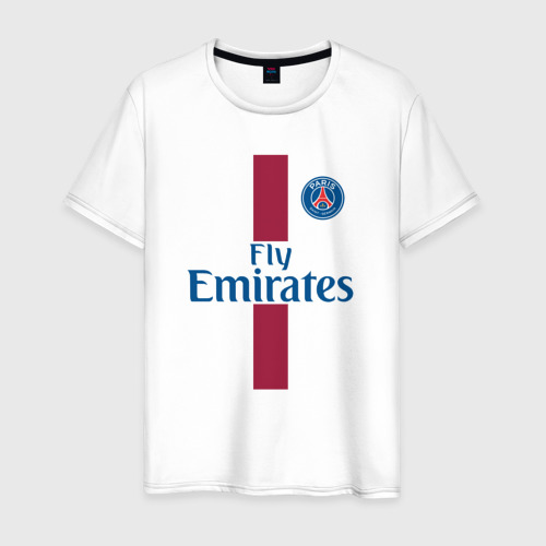 Мужская футболка хлопок с принтом Пари Сен-Жермен 2018, вид спереди #2