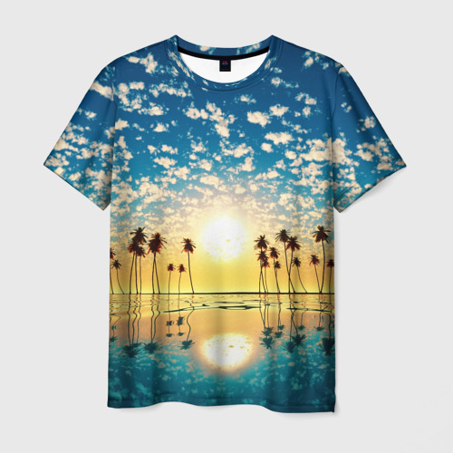 Мужская футболка 3D с принтом Туристический Рай, вид спереди #2