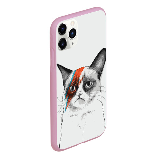 Чехол для iPhone 11 Pro Max матовый с принтом Grumpy cat (David Bowie), вид сбоку #3