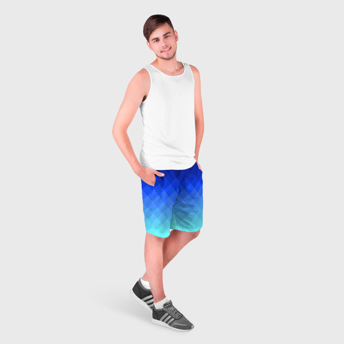 Мужские шорты 3D с принтом Blue geometria, фото на моделе #1
