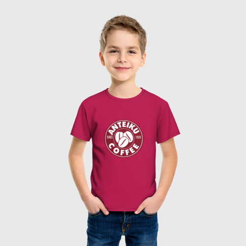 Детская футболка хлопок с принтом Anteiku coffee, фото на моделе #1