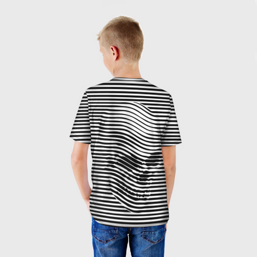 Детская футболка 3D с принтом Череп, вид сзади #2