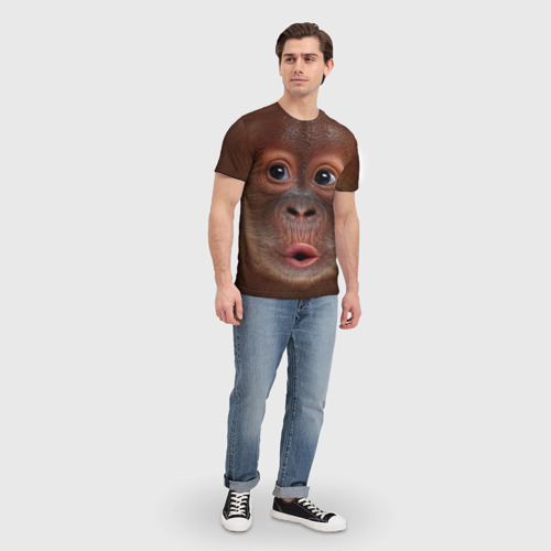 Мужская 3D футболка с принтом Орангутанг BigFace, вид сбоку #3