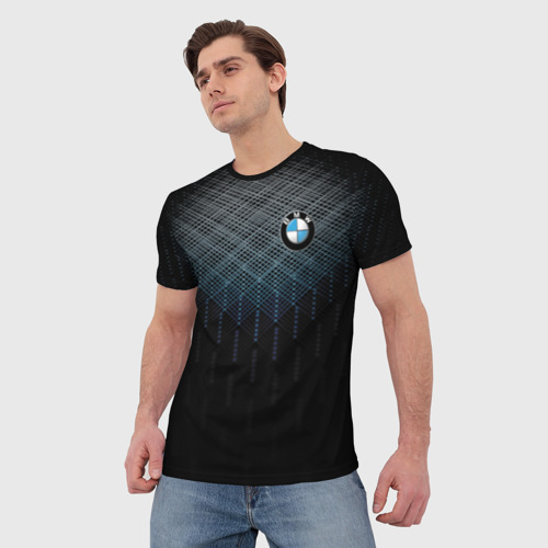 Мужская футболка 3D с принтом BMW line pattern, фото на моделе #1