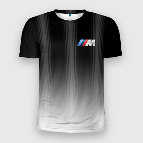 Мужская футболка 3D Slim с принтом BMW 2018 Black Gradient, вид спереди #2