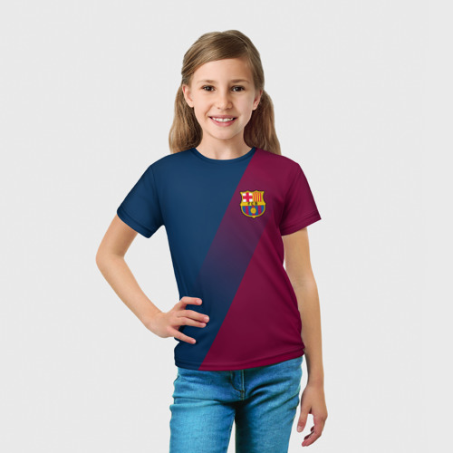 Детская футболка 3D с принтом FC Barcelona Barca ФК Барселона, вид сбоку #3