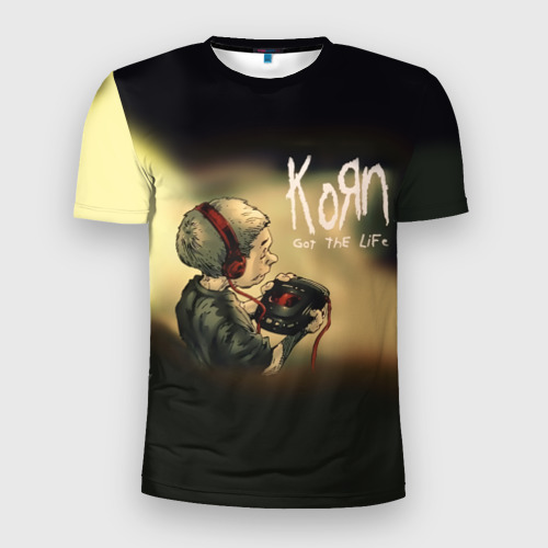 Мужская футболка 3D Slim с принтом Korn, got the life, вид спереди #2