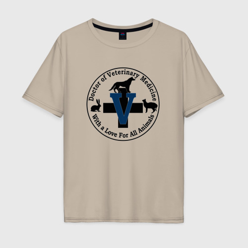Мужская футболка хлопок Oversize с принтом Доктор ветеринарной медицины, вид спереди #2