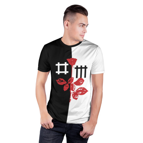 Мужская футболка 3D спортивная с принтом Depeche Mode, фото на моделе #1