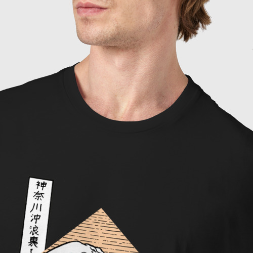 Мужская футболка хлопок с принтом Большая волна в Канагаве, фото #4