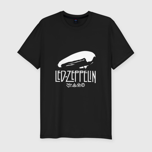 Мужская футболка хлопок Slim с принтом Led Zeppelin дирижабль, вид спереди #2