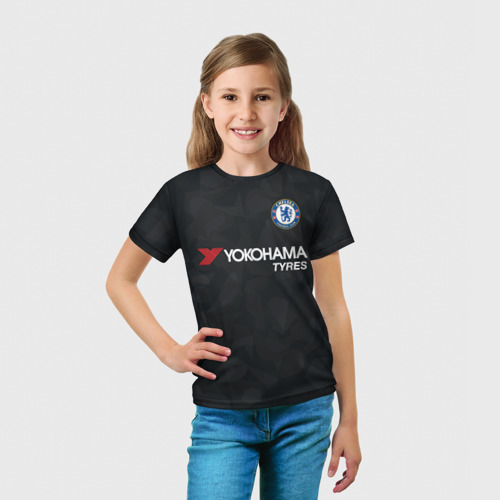 Детская футболка 3D с принтом Челси Форма Гостевая 17/18, вид сбоку #3