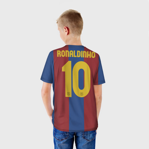 Детская футболка 3D с принтом Рональдиньо ретро, вид сзади #2
