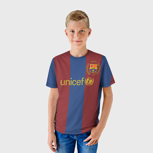 Детская футболка 3D с принтом Рональдиньо ретро, фото на моделе #1