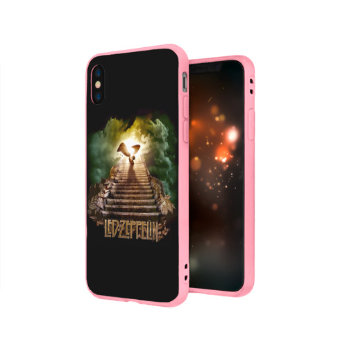 Чехол для iPhone X матовый с принтом Led Zeppelin, вид сбоку #3