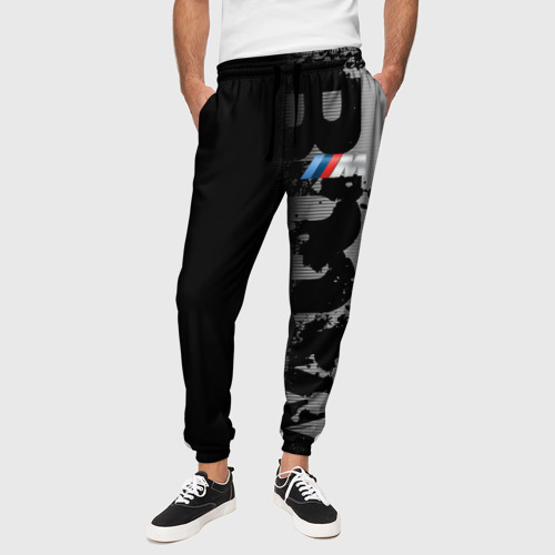 Мужские брюки 3D с принтом BMW M BLACK GREY | БМВ, вид сбоку #3