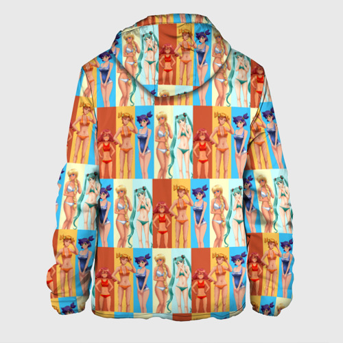 Мужская куртка 3D с принтом Бесконечно лето - паттерн с героинями, вид сзади #1