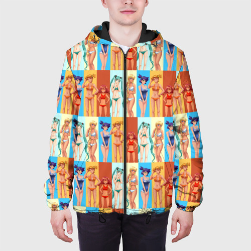 Мужская куртка 3D с принтом Бесконечно лето - паттерн с героинями, вид сбоку #3