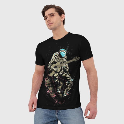 Мужская 3D футболка с принтом Rock косманафт, вид сбоку #3