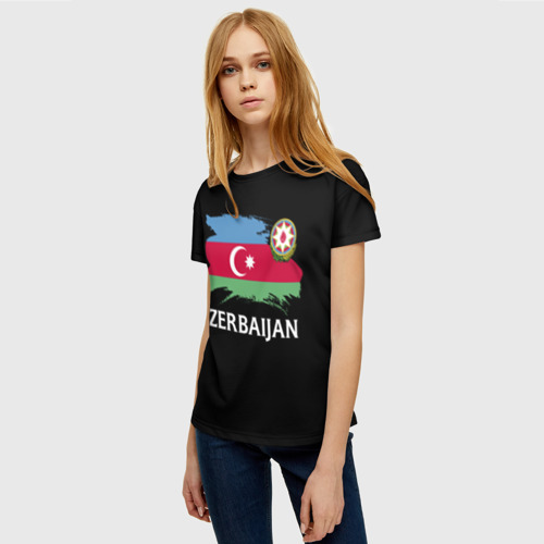 Женская футболка 3D с принтом Азербайджан, фото на моделе #1