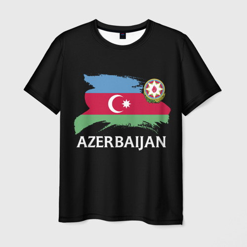 Мужская футболка 3D с принтом Азербайджан, вид спереди #2