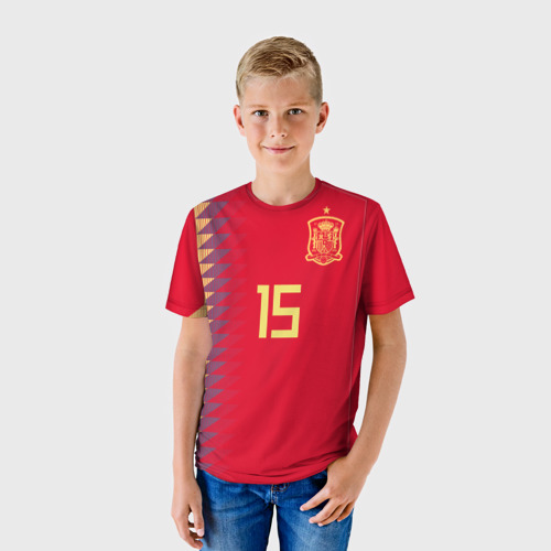 Детская футболка 3D с принтом Рамос ЧМ 2018, фото на моделе #1