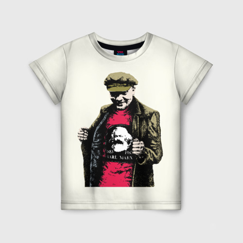 Детская футболка 3D с принтом Ленин, вид спереди #2