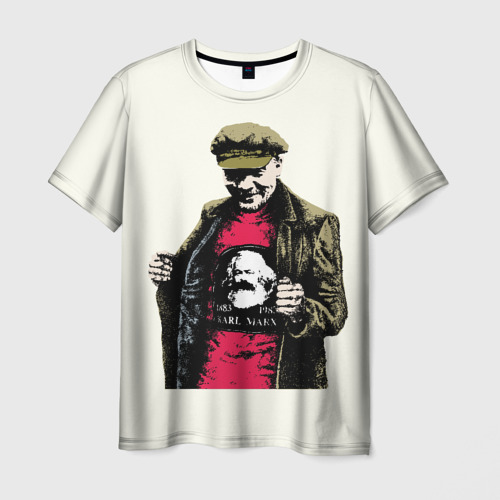 Мужская футболка 3D с принтом Ленин, вид спереди #2