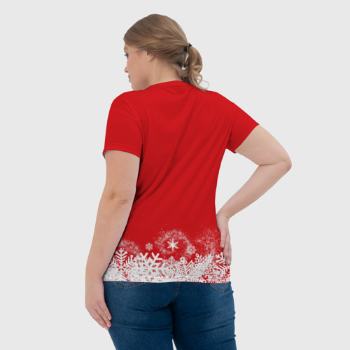 Женская футболка 3D с принтом Олень в шарфике, вид сзади #2