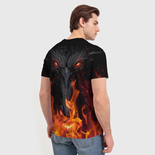 Мужская футболка 3D с принтом Огненный дракон, вид сзади #2