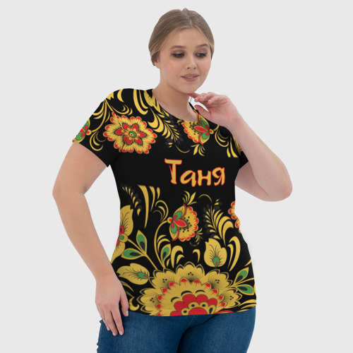 Женская футболка 3D с принтом Таня, роспись под хохлому, фото #4