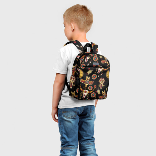 Детский рюкзак 3D с принтом Индейский орнамент, фото на моделе #1