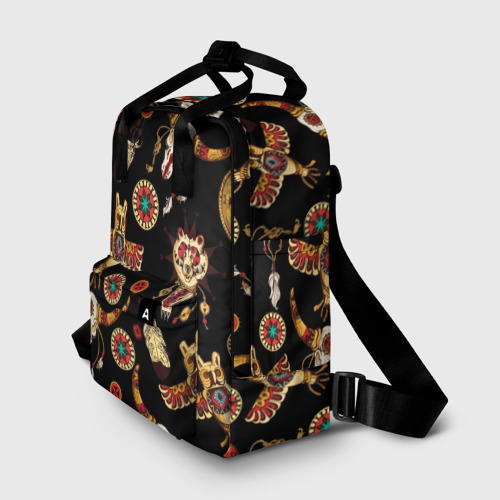 Женский рюкзак 3D с принтом Индейский орнамент, фото на моделе #1