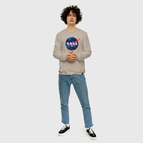 Мужской свитшот хлопок с принтом NASA, вид сбоку #3