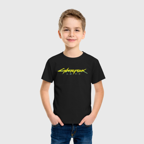 Детская футболка хлопок с принтом Cyberpunk 2077, фото на моделе #1