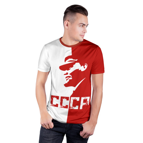Мужская футболка 3D спортивная с принтом Ленин СССР, фото на моделе #1