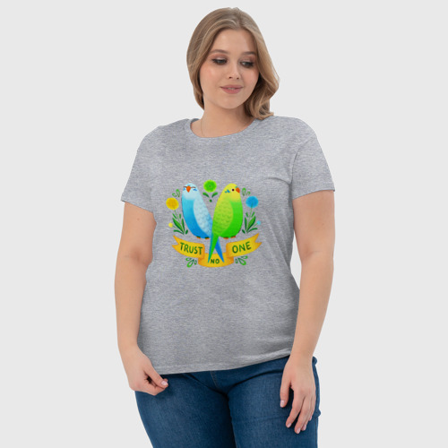 Женская футболка хлопок с принтом Попугаи арт, фото #4