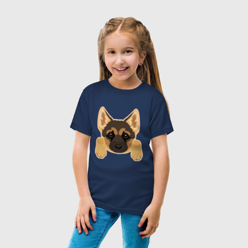 Детская футболка хлопок с принтом Немецкая овчарка щенок, вид сбоку #3