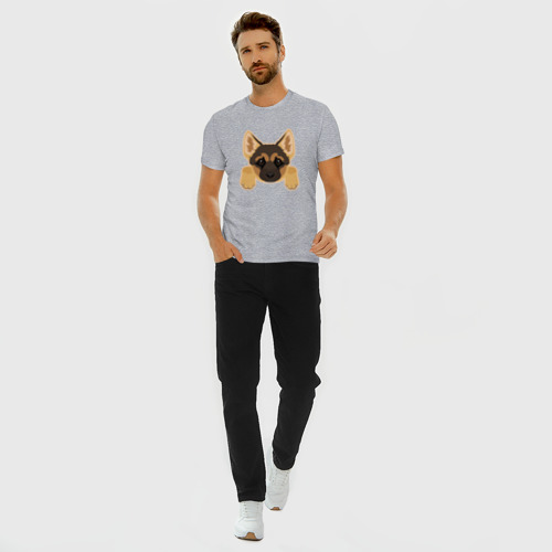Мужская футболка хлопок Slim с принтом Немецкая овчарка щенок, вид сбоку #3
