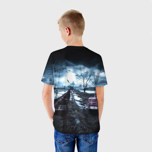 Детская футболка 3D с принтом STALKER - РУСЛАН, вид сзади #2