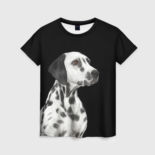 Женская футболка 3D с принтом Далматинец арт, вид спереди #2