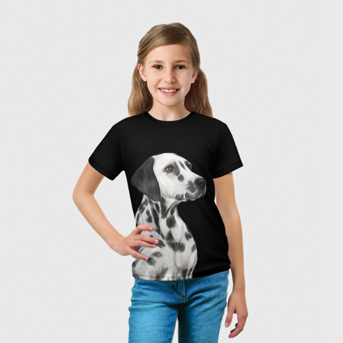 Детская футболка 3D с принтом Далматинец арт, вид сбоку #3