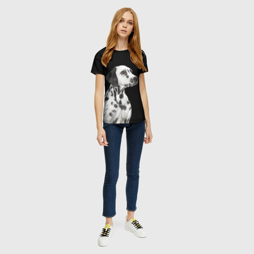Женская футболка 3D с принтом Далматинец арт, вид сбоку #3