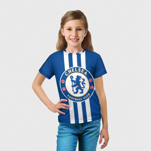 Детская футболка 3D с принтом Chelsea  2018 White Line, вид сбоку #3