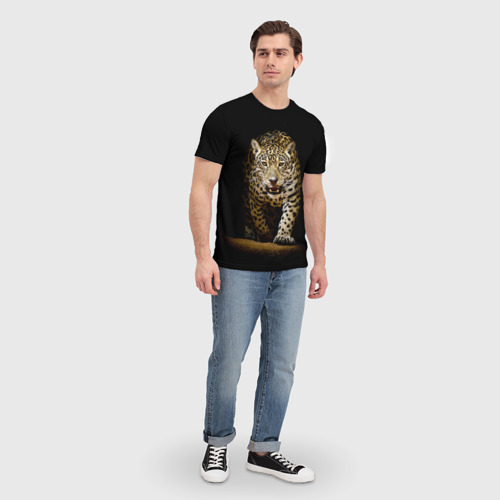 Мужская футболка 3D с принтом Leopard, вид сбоку #3