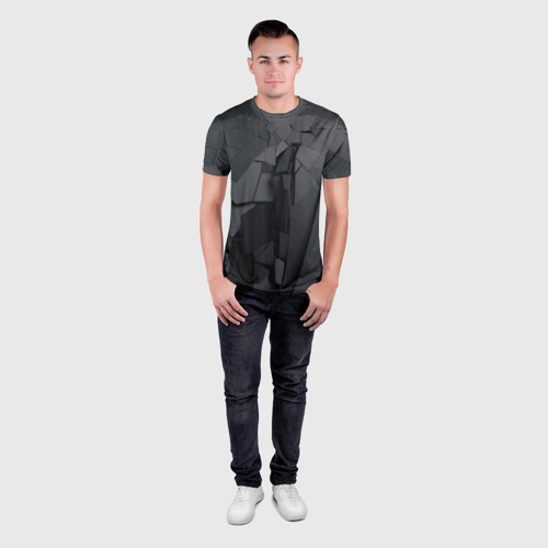 Мужская футболка 3D Slim с принтом Mirror abstraction collection, вид сбоку #3